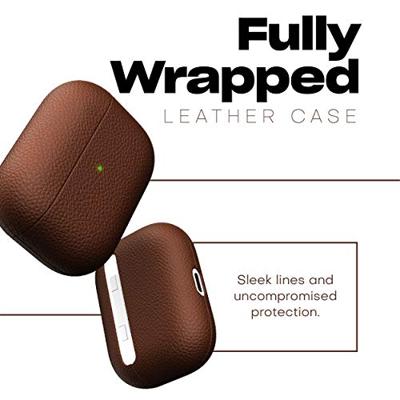 KeyBudz Artisan leren beschermhoes voor Apple AirPods Pro case, etui, lederen tas, oortelefoon accessoires, bruin