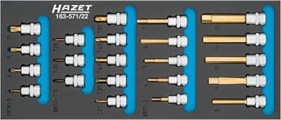 HAZET Dopsleutelbitset 163-571/22 - 3/8 inch (10 mm) vierkant hol - Binnen-TORX®-profiel, Binnenveeltandprofiel XZN, Binnen-zeskant-profiel - 22-delig