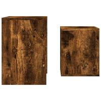 2-delige Tafeltjesset bewerkt hout gerookt eikenkleurig - thumbnail