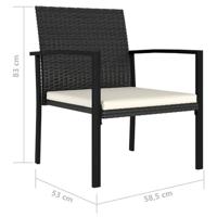 Tuinstoelen 2 st poly rattan zwart - thumbnail