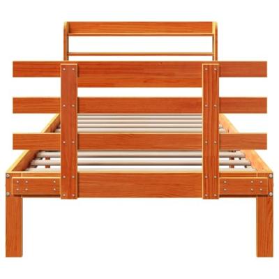 Bedframe met hoofdbord massief grenenhout wasbruin 100x200 cm