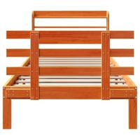 Bedframe met hoofdbord massief grenenhout wasbruin 100x200 cm - thumbnail