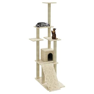 Kattenmeubel met sisal krabpalen 155 cm crmekleurig - thumbnail