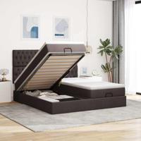 Ottoman bed met matrassen en LED's 180x200cm stof donkerbruin - thumbnail