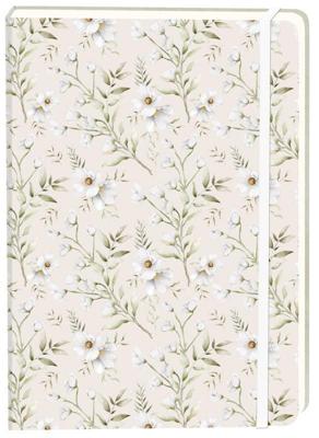 Notitieboek witte bloemen a5 lijn 92pag sc creme