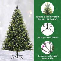 Kunstkerstboom met scharnier 300 LEDs Groen 180 cm PVC en PE - thumbnail