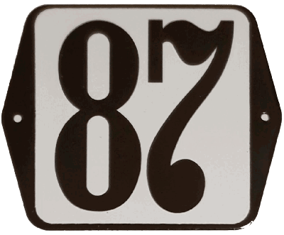 Huisnummer naambordje standaard 15x12 cm nummer 87 - Warentuin mix