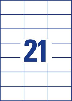 Avery-Zweckform 3652-10 Universele etiketten 70 x 42.3 mm Papier Wit 210 stuk(s) Permanent hechtend Inkjet, Laser (zwart/wit), Laser (kleur), Kopiëren