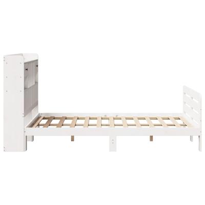 Bed met boekenkast zonder matras grenenhout wit 160x200 cm - thumbnail