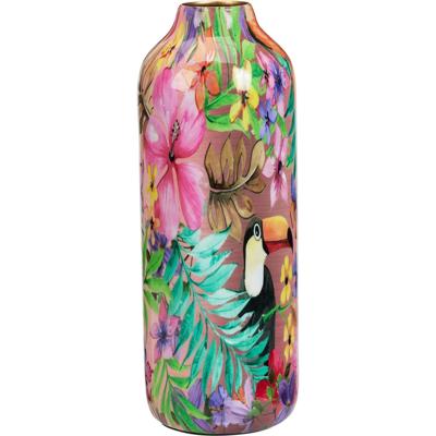 Home & Styling Vaas met bloemenprint en vogel 34cm