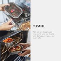 Black+Blum RVS voedseldoos klein - Maaltijdvoorbereiding - 173x127x65mm - Grijs/Rood - thumbnail