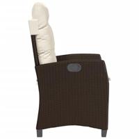 Tuinstoelen 2 st verstelbaar met kussens poly rattan bruin - thumbnail