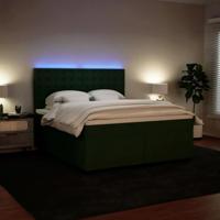 Boxspring met matras fluweel donkergroen 180x200 cm - thumbnail