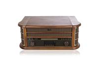 Dual NR 50 DAB stereo nostalgie compleet systeem met platenspeler (UKW/DAB(+) radio, CD (MP3), USB, cassettespeler, AUX-in, directe encoding-functie, afstandsbediening) Bruin - thumbnail