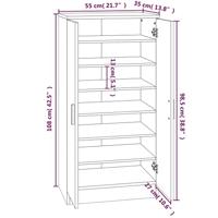 Schoenenkast 55x35x108 cm bewerkt hout bruin eikenkleur - thumbnail