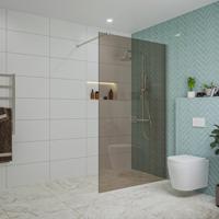 Fortifura Galeria inloopdouche - 120x200cm - rookglas - wandarm - Geborsteld RVS PVD (RVS) SW797944/SW797908 - thumbnail