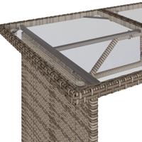 Tuintafel met glazen blad 110x68x70 cm poly rattan grijs - thumbnail