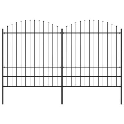 Tuinhek met speren bovenkant (1,75-2)x3,4 m staal zwart