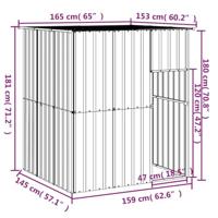 Hondenhok met dak 165x153x181 cm gegalvaniseerd staal grijs - thumbnail