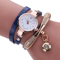 Mode vrouwen casual armband lederen band Watch (donkerblauw) - thumbnail
