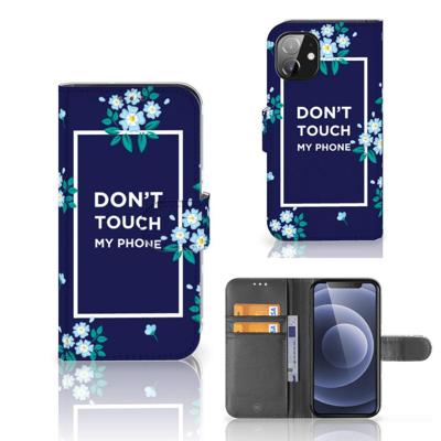 Apple iPhone 12 Mini Portemonnee Hoesje Flowers Blue DTMP Apple iPhone 12 Mini Portemonnee Hoesje Flowers Blue DTMP