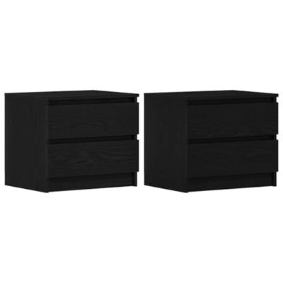 Nachtkastje 2 pcs Zwart eiken 50 x 40 x 43.5 cm Bewerkt hout