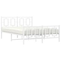 Bedframe met hoofd- en voeteneinde metaal wit 140x200 cm - thumbnail