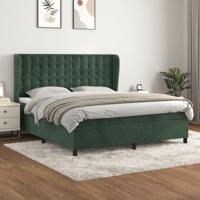 Boxspring met matras fluweel donkergroen 180x200 cm - thumbnail