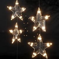 VidaXL Lichtsnoergordijn sterren met 200 led&apos;s en 8 functies warmwit - thumbnail