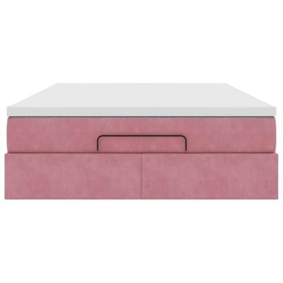 Ottoman bed met matras 140x200cm fluweel roze