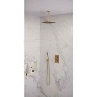 Brauer Gold Edition Thermostatische Regendoucheset Inbouw - Hoofddouche 30 cm - 3 Weg - Handdouche Staaf - Doucheslang - Wandaansluitbocht - Geborsteld Goud - thumbnail