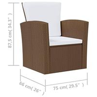 8-delige Loungeset met kussens poly rattan bruin - thumbnail