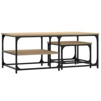 2-delige Tafeltjesset bewerkt hout sonoma eikenkleurig - thumbnail