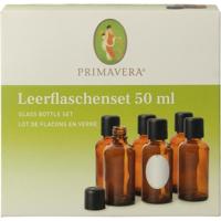 Lege flessen set 6x50ml schenkdop bruin glas - thumbnail
