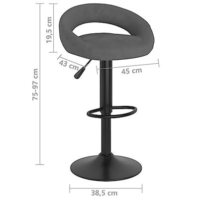 Barkrukken 2 st fluweel donkergrijs