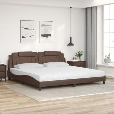Bed met matras kunstleer bruin 200x200 cm