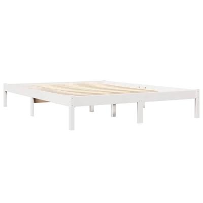 Bed met boekenkast zonder matras grenenhout wit 150x200 cm - thumbnail