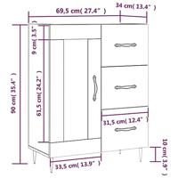 Dressoir 69,5x34x90 cm bewerkt hout grijs sonoma eikenkleurig - thumbnail