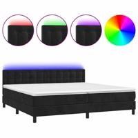 Boxspring met matras en LED fluweel zwart 200x200 cm - thumbnail