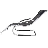 Ligbed met kussen aluminium en textileen zwart - thumbnail