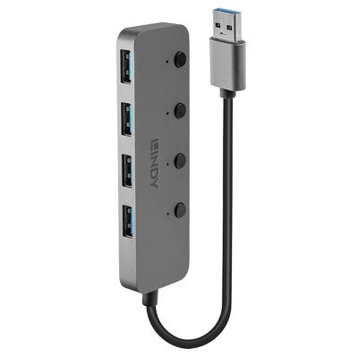 USB-HUB LINDY Zwart Grijs (1 Stuks)