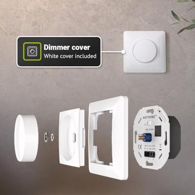 LED dimmer - 3-200 watt - Geschikt voor fase afsnijding - Universeel - Incl. wit afdekraam en draaiknop LED dimmer - 3-200 watt - Geschikt voor fase afsnijding - Universeel - Incl. wit afdekraam en draaiknop