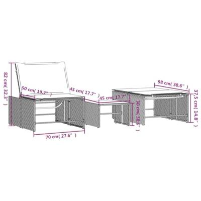 Ligbedden 2 st met tafel poly rattan zwart - thumbnail