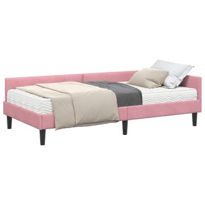 Hoekbedframe met Matras Anders 2 pcs Grijs Fluweel