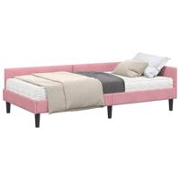 Hoekbedframe met Matras Anders 2 pcs Grijs Fluweel - thumbnail