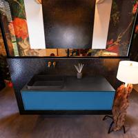 Badkamermeubelset Mondiaz Erin 120 cm met 1 Lade met RIDGE Wastafel Links Urban Zonder Kraangaten Greeploos Mat Jeans - thumbnail