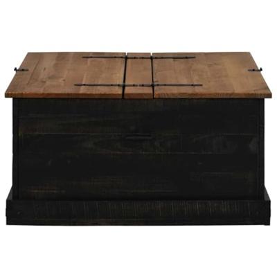 Opbergkist HALDEN zwart 91x91x47 cm massief grenenhout