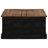 Opbergkist HALDEN zwart 91x91x47 cm massief grenenhout - thumbnail