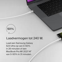 Belkin BoostCharge USB-C/USB-C-voedingskabel, snellaadkabel met 240 W Power Delivery, USB-IF-gecertificeerd, compatibel met MacBook Pro, Chromebook, iPhone 16/iPhone 15, Galaxy, iPad, meer, 1 m, wit - thumbnail