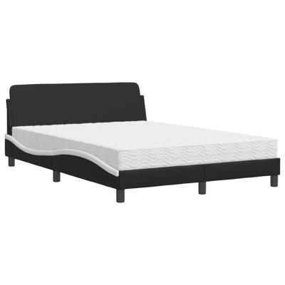 Bed met matras "Dover" kunstleer zwart en wit 140x190 cm